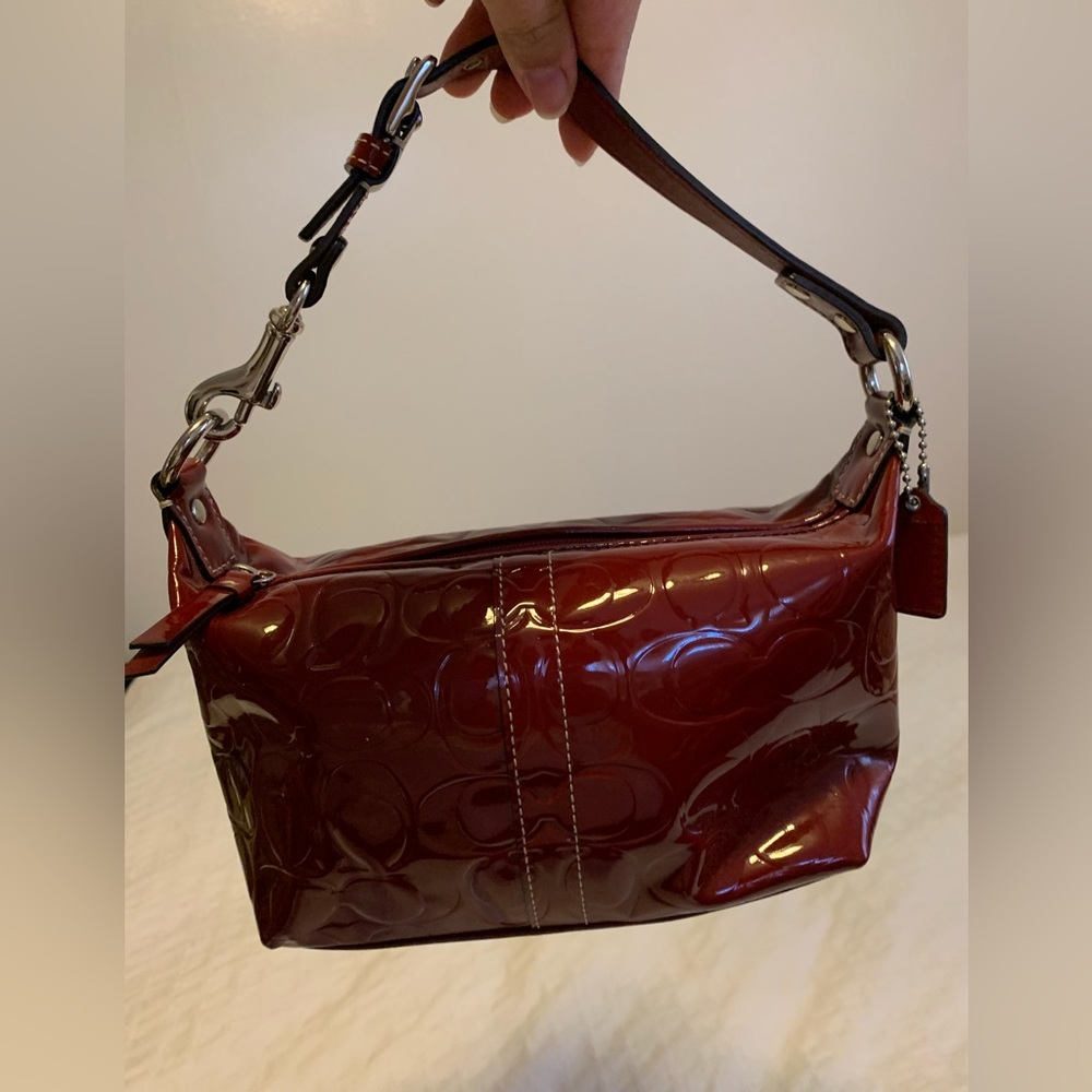Mini Deep Red Patent Coach Bag